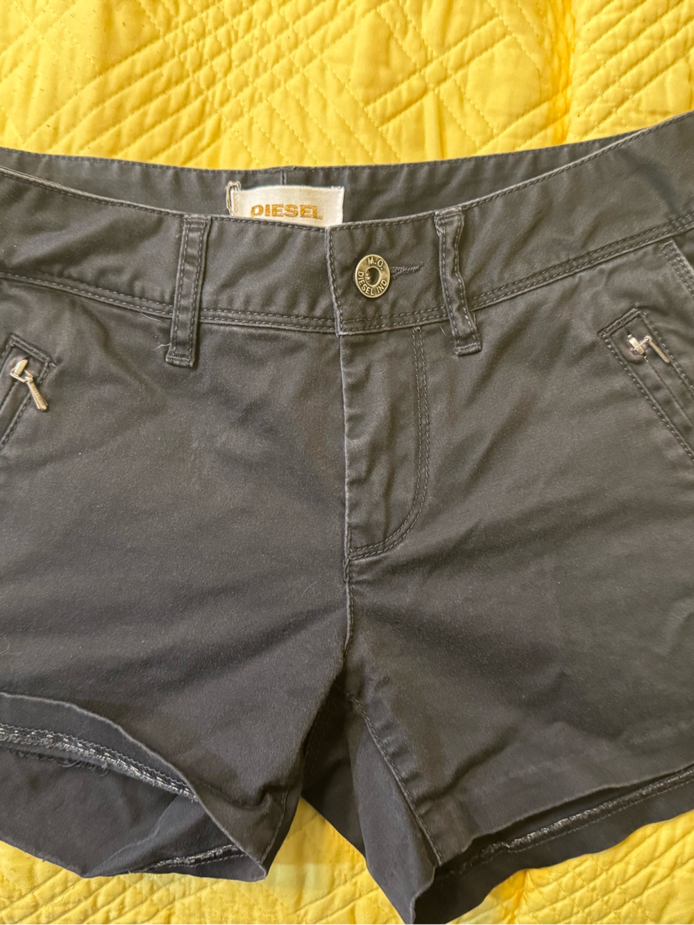 Diesel Black High-Waist Cotton Blend Shorts